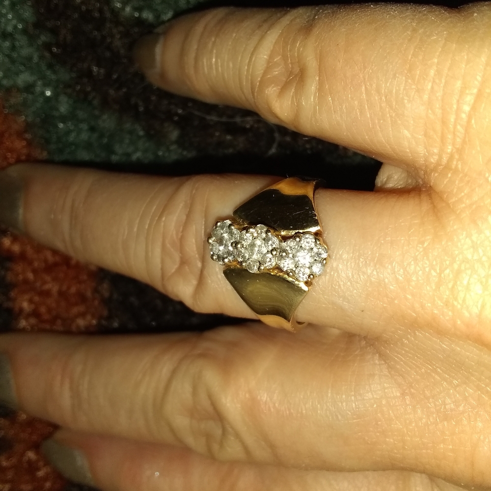 Hand designed ring with diamond chips